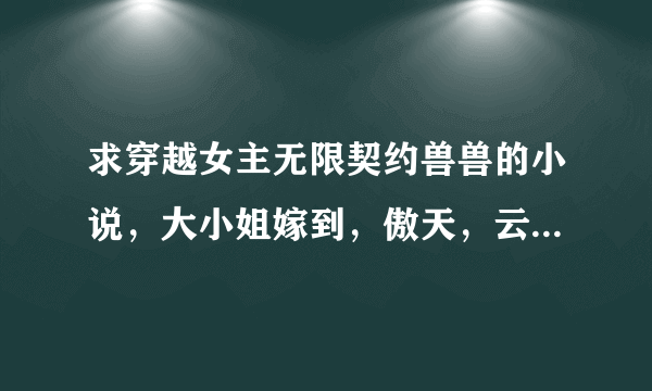 求穿越女主无限契约兽兽的小说，大小姐嫁到，傲天，云狂，控天，驭妖，龙龙龙都看过