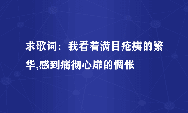 求歌词：我看着满目疮痍的繁华,感到痛彻心扉的惆怅