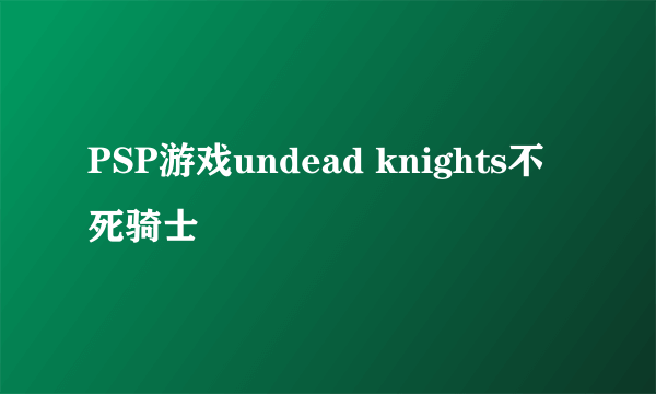 PSP游戏undead knights不死骑士