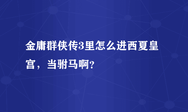 金庸群侠传3里怎么进西夏皇宫，当驸马啊？