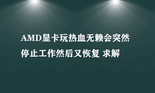 AMD显卡玩热血无赖会突然停止工作然后又恢复 求解