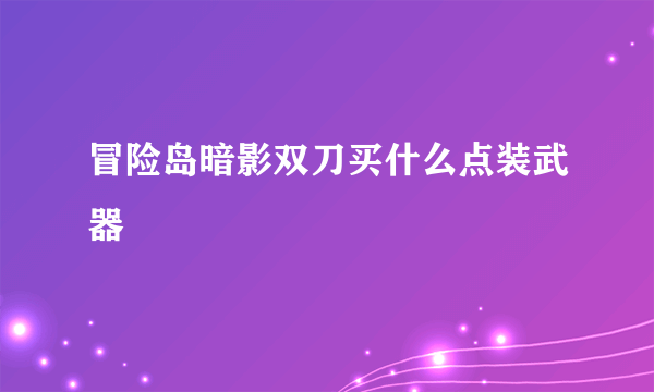 冒险岛暗影双刀买什么点装武器