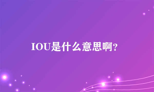 IOU是什么意思啊？