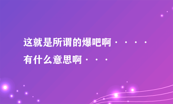 这就是所谓的爆吧啊····有什么意思啊···