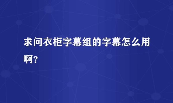 求问衣柜字幕组的字幕怎么用啊？