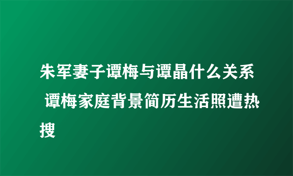 朱军妻子谭梅与谭晶什么关系 谭梅家庭背景简历生活照遭热搜