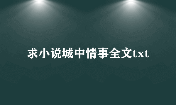 求小说城中情事全文txt