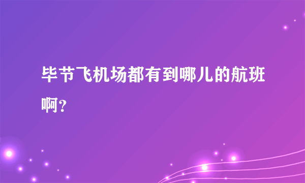 毕节飞机场都有到哪儿的航班啊？