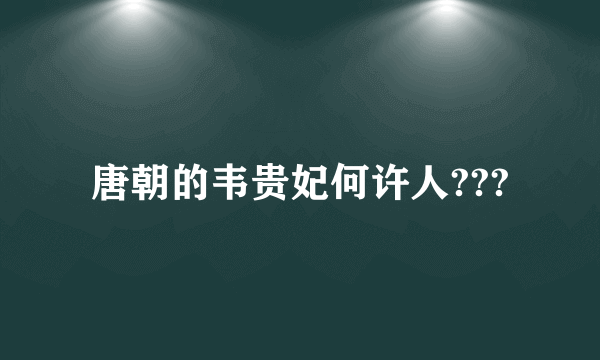 唐朝的韦贵妃何许人???