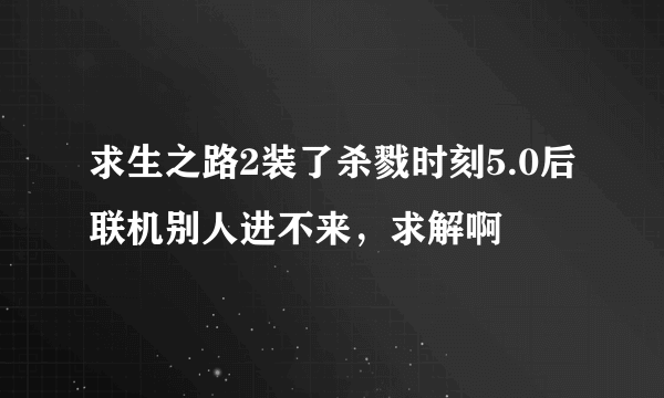 求生之路2装了杀戮时刻5.0后联机别人进不来，求解啊