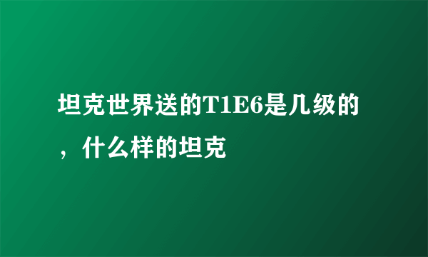 坦克世界送的T1E6是几级的，什么样的坦克