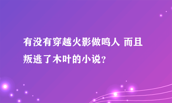 有没有穿越火影做鸣人 而且叛逃了木叶的小说？