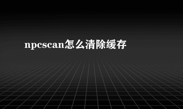 npcscan怎么清除缓存