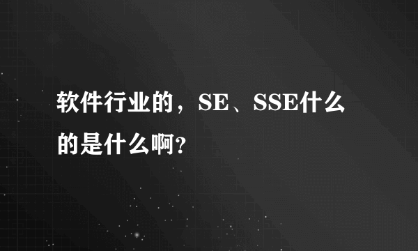 软件行业的，SE、SSE什么的是什么啊？