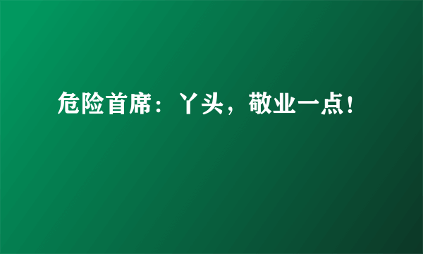 危险首席：丫头，敬业一点！