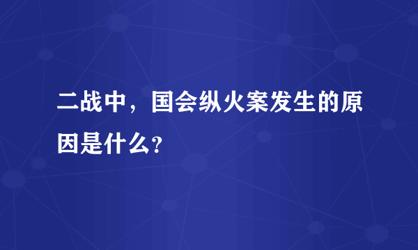 二战中，国会纵火案发生的原因是什么？