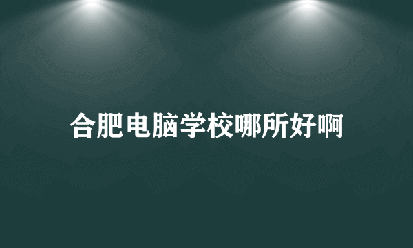 合肥电脑学校哪所好啊