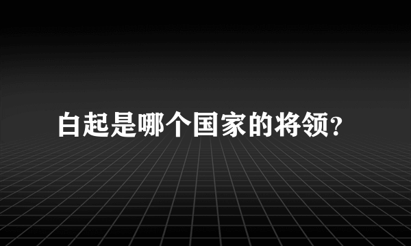 白起是哪个国家的将领？