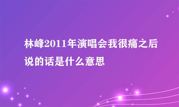 林峰2011年演唱会我很痛之后说的话是什么意思