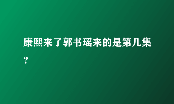 康熙来了郭书瑶来的是第几集？