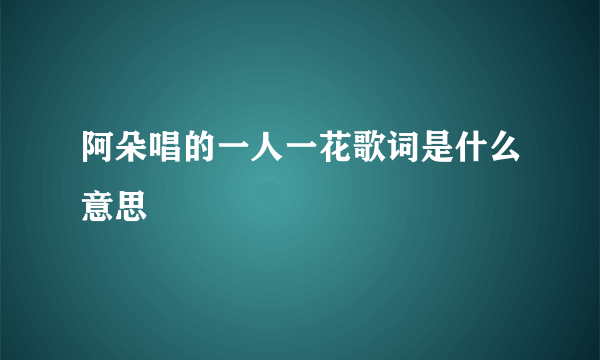 阿朵唱的一人一花歌词是什么意思