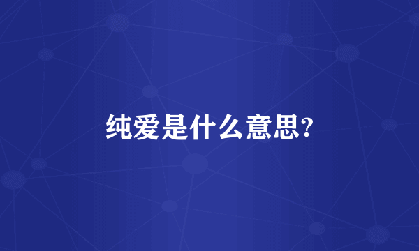 纯爱是什么意思?