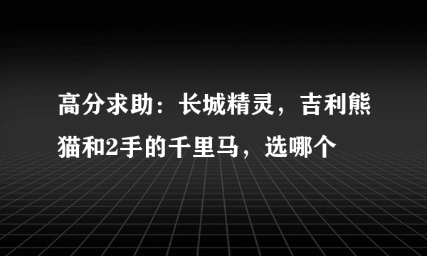 高分求助：长城精灵，吉利熊猫和2手的千里马，选哪个