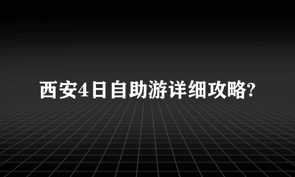 西安4日自助游详细攻略?