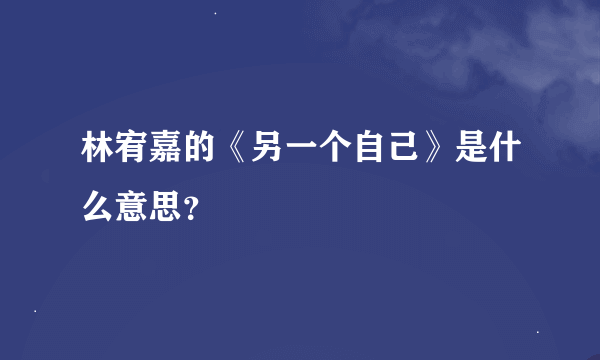 林宥嘉的《另一个自己》是什么意思？