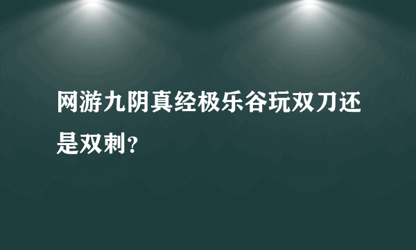 网游九阴真经极乐谷玩双刀还是双刺？