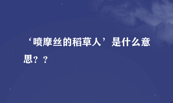 ‘喷摩丝的稻草人’是什么意思？？