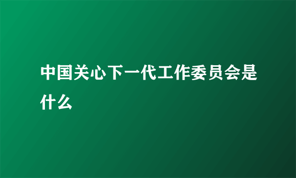 中国关心下一代工作委员会是什么