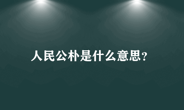 人民公朴是什么意思？