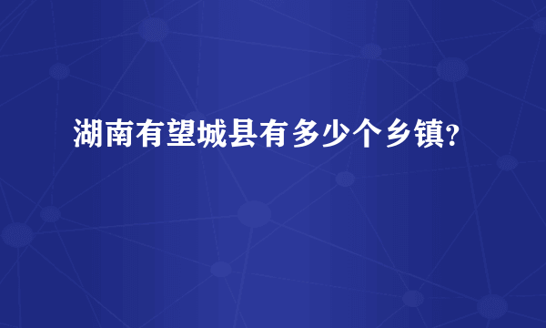 湖南有望城县有多少个乡镇？