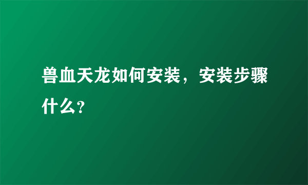 兽血天龙如何安装，安装步骤什么？