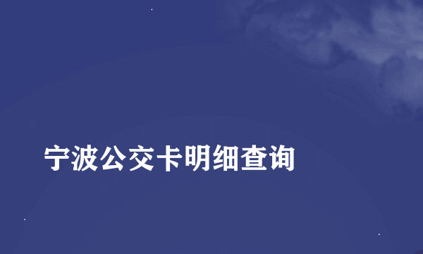 
宁波公交卡明细查询

