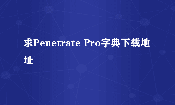 求Penetrate Pro字典下载地址