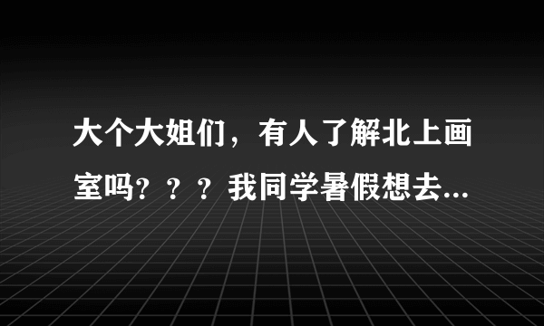 大个大姐们，有人了解北上画室吗？？？我同学暑假想去，他是我们班的的最好的。我也想跟着他去不好意问他