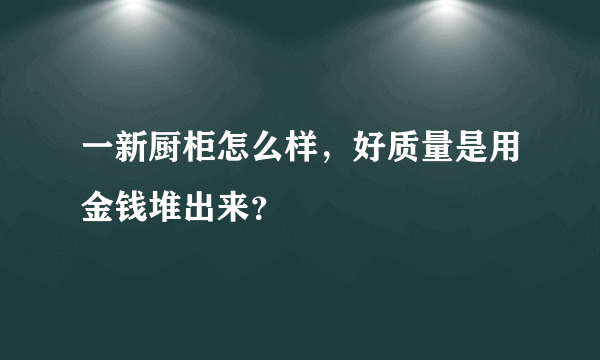 一新厨柜怎么样，好质量是用金钱堆出来？