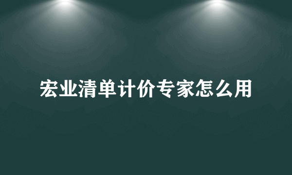 宏业清单计价专家怎么用