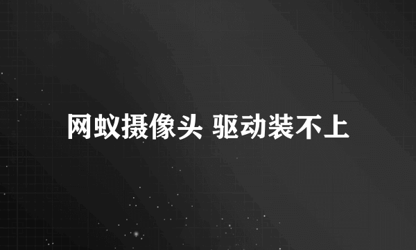 网蚁摄像头 驱动装不上