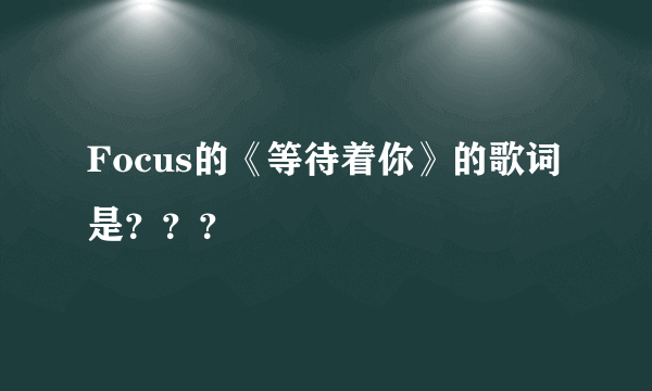 Focus的《等待着你》的歌词是？？？