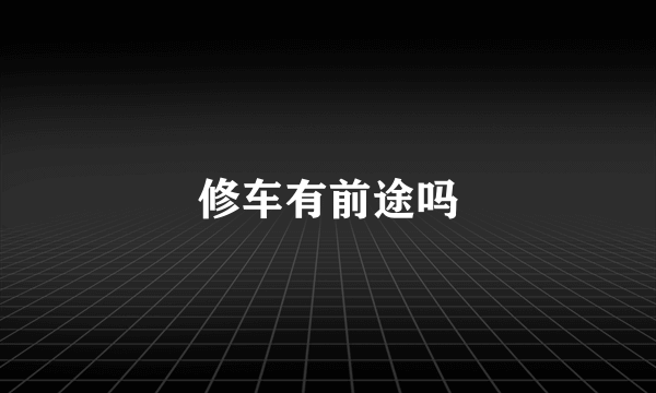 修车有前途吗