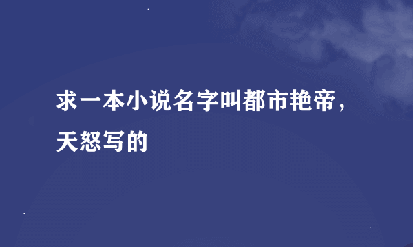 求一本小说名字叫都市艳帝，天怒写的