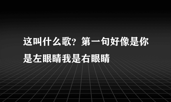 这叫什么歌？第一句好像是你是左眼睛我是右眼睛