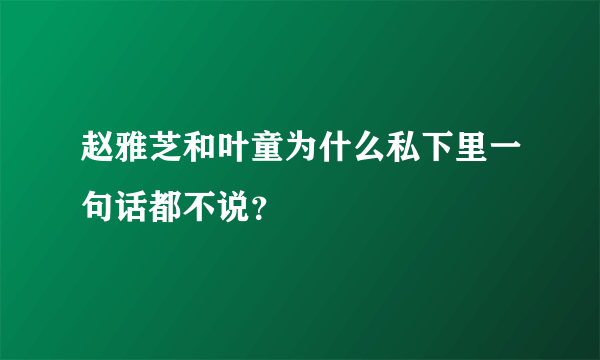 赵雅芝和叶童为什么私下里一句话都不说？