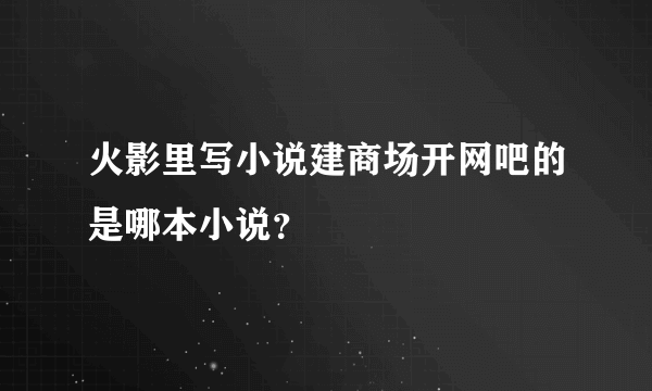 火影里写小说建商场开网吧的是哪本小说？