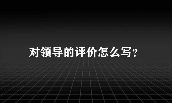 对领导的评价怎么写？