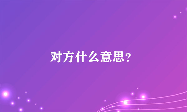 对方什么意思？