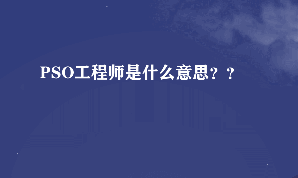 PSO工程师是什么意思？？